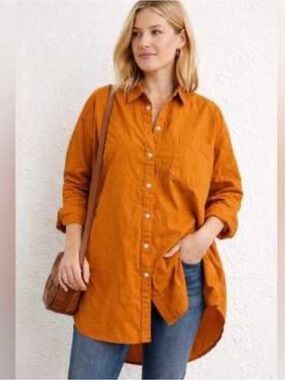 Maeve Benton oversized button up yellow shirt
